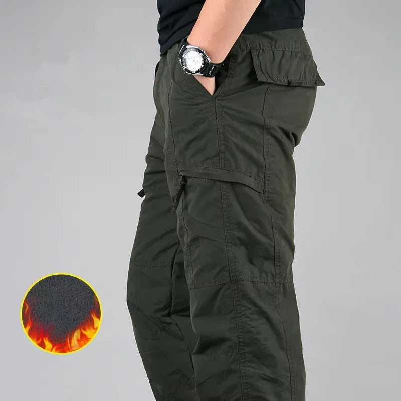 Fleece cargobroek heren – Legergroen