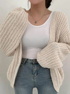 Grof gebreid vest dames – Crème