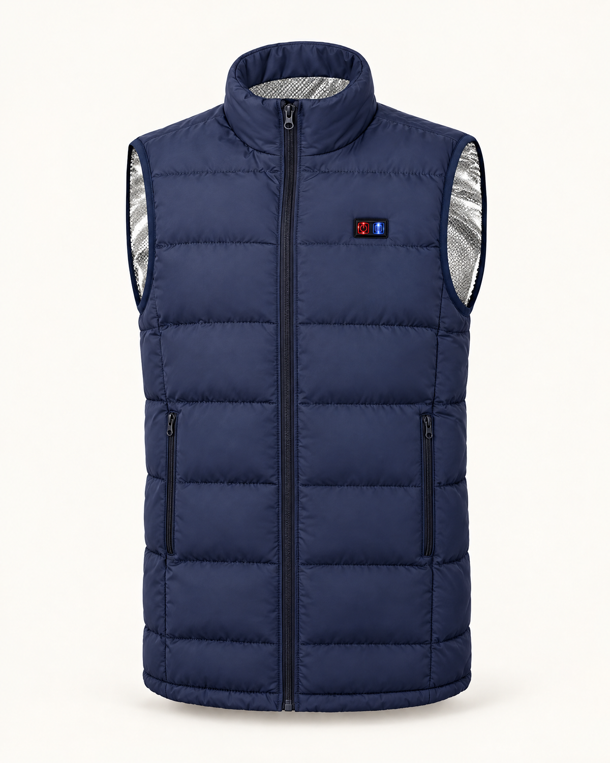 Norvali heated vest in blue, front view