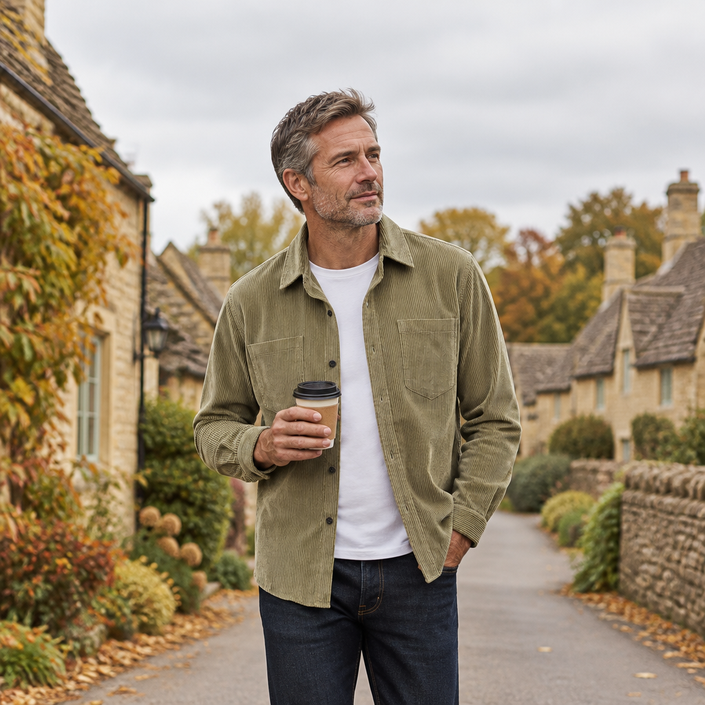 cord-0 Corduroy overshirt khaki Cotswolds (AI)