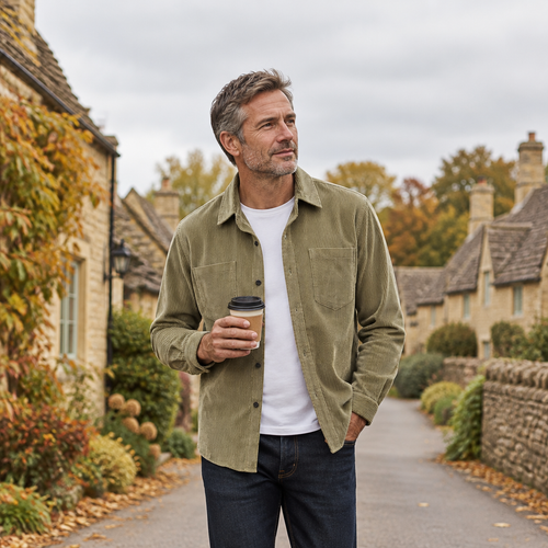 cord-0 Corduroy overshirt khaki Cotswolds (AI)