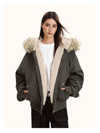 Korte parka dames – Grijsgroen