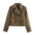 Korte trenchcoat dames – Bruin