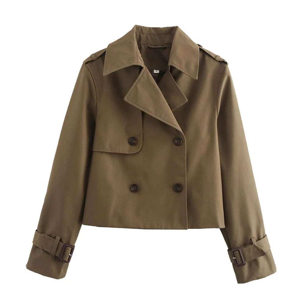 Korte trenchcoat dames – Bruin