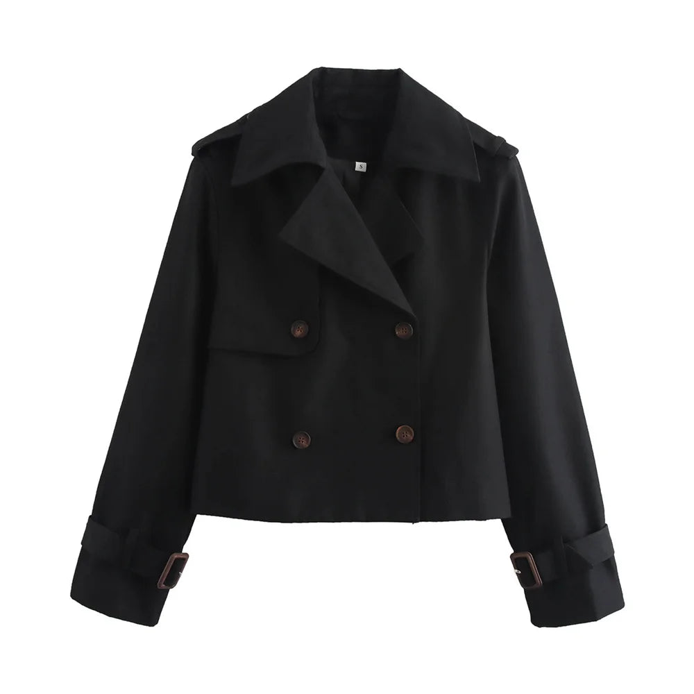 Korte trenchcoat dames – Zwart